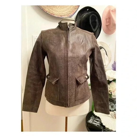 Vintage - Y2K Bohemian Retro Patterned Brown Leather Jacket - Picture 3 of 11